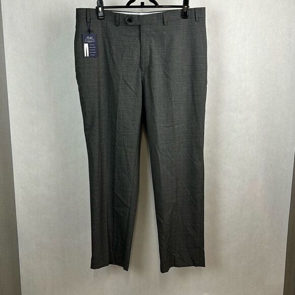 NEW Ralph Lauren Mens Comfort Flex Pants Sz 38x30 Gray Herringbone Flat Front - Picture 1 of 9